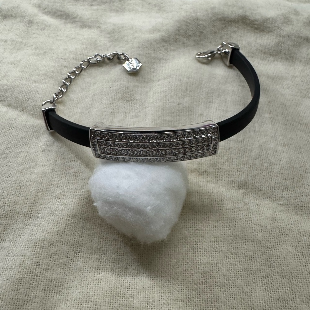 Touchstone crystal rubberized sterling silver bracelet
